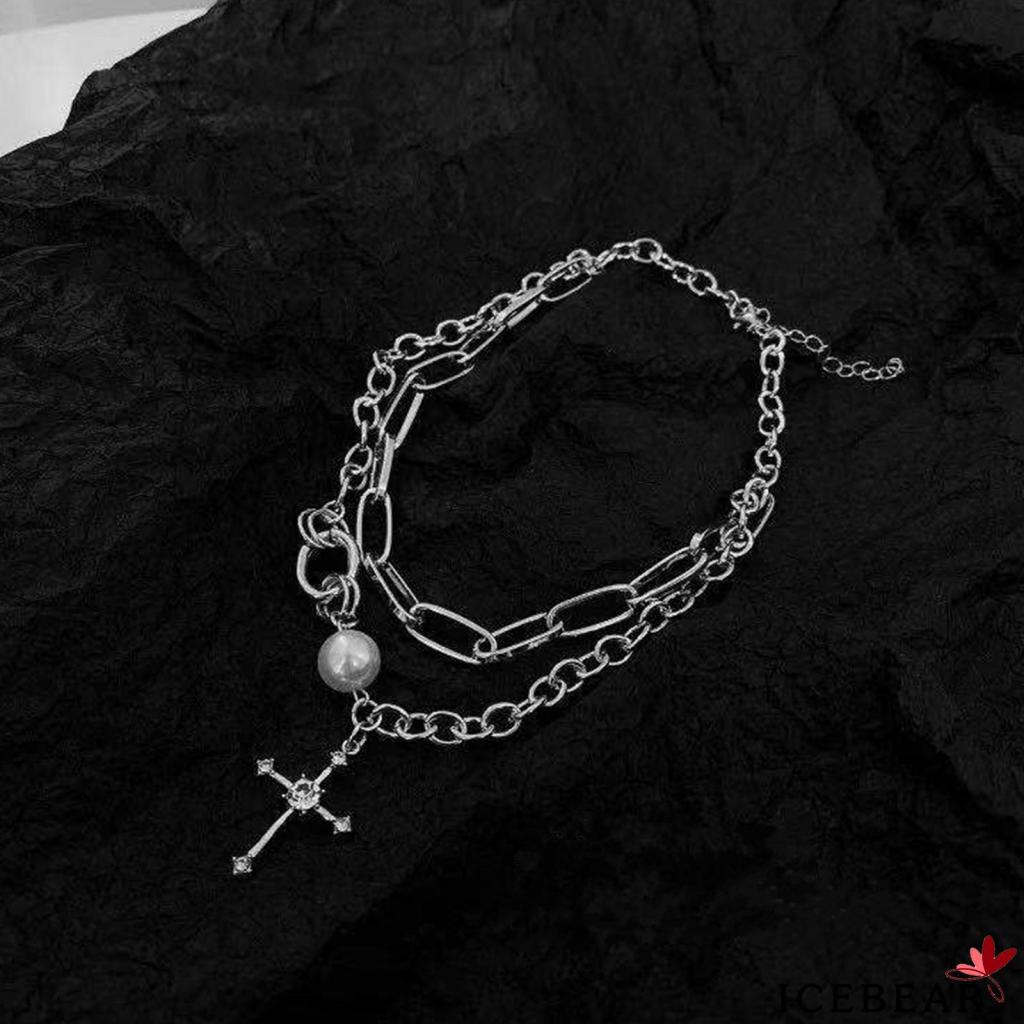 Vòng cổ hợp kim mặt hình thánh giá đính đá thời trang cho nữ