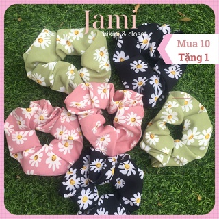 Dây cột tóc scrunchies, chun cột tóc Hoa cúc Vintage vải lụa 12cm freeship giá rẻ bán sĩ chạy deal 1k -  jami -CT_HOACUC
