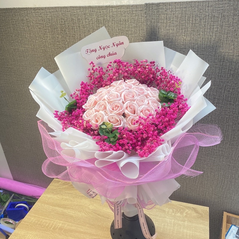 Bó hoa sáp 30 hoa phối baby cao cấp