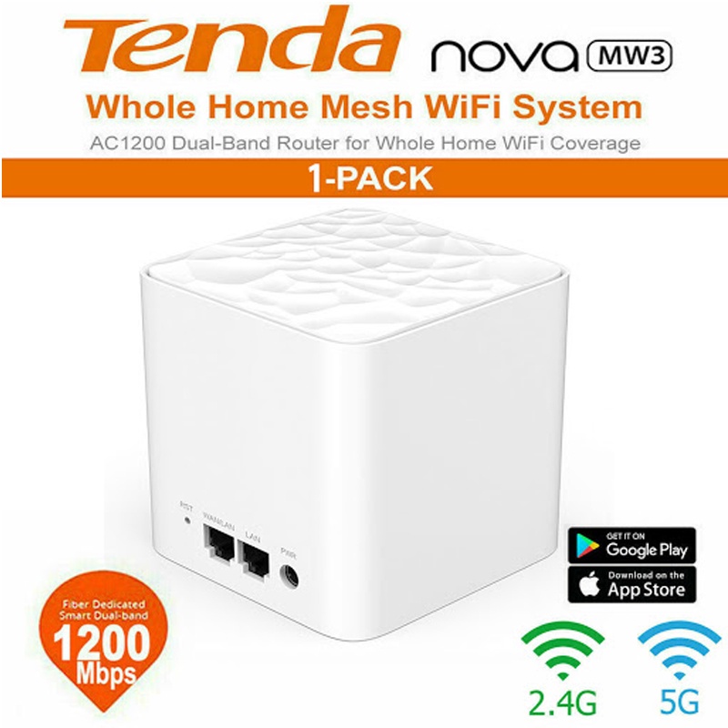 Bộ Phát Wifi Mesh TENDA NOVA MW3 Ghép Nối Phủ Sóng Rộng 300 Mét vuông - Hàng chính hãng BH 36 Tháng Tiếng Việt