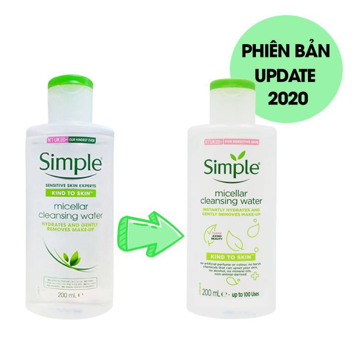 Nước Tẩy Trang Simple Dành Cho Da Nhạy Cảm 200ml Micellar Cleansing Water🌟Sạch sâu🌟Không kích ứng🌟 🌟 | BigBuy360 - bigbuy360.vn