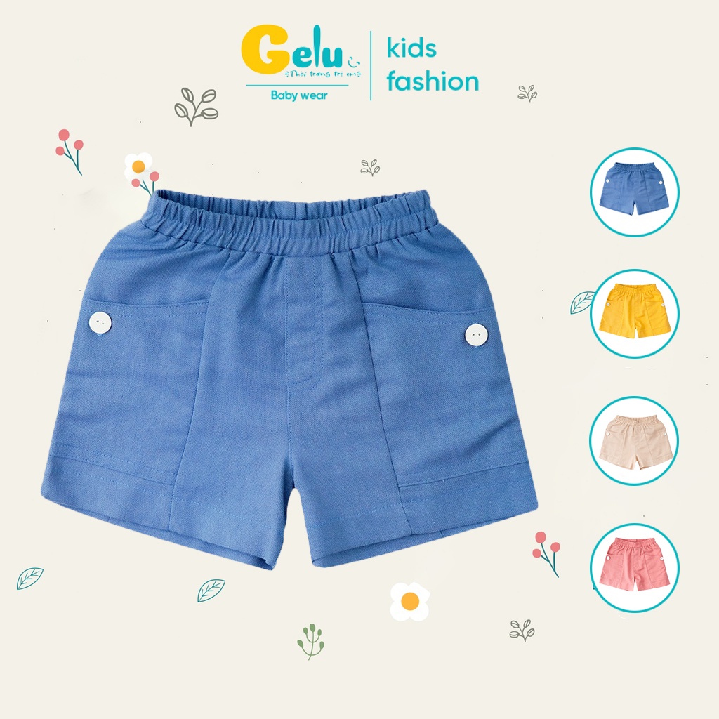 Quần đùi cho bé trai, quần đùi cho bé gái chất linen có túi sườn phong cách - GELU KIDS QBU001