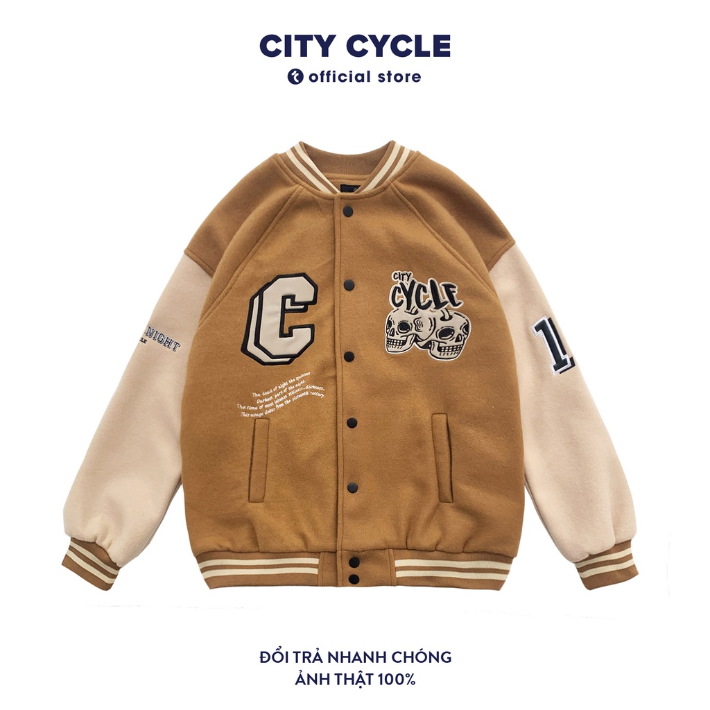 Áo khoác bomber varsity jacket DOFN City Cycle - Áo khoác bóng chày unisex form rộng cao cấp Local