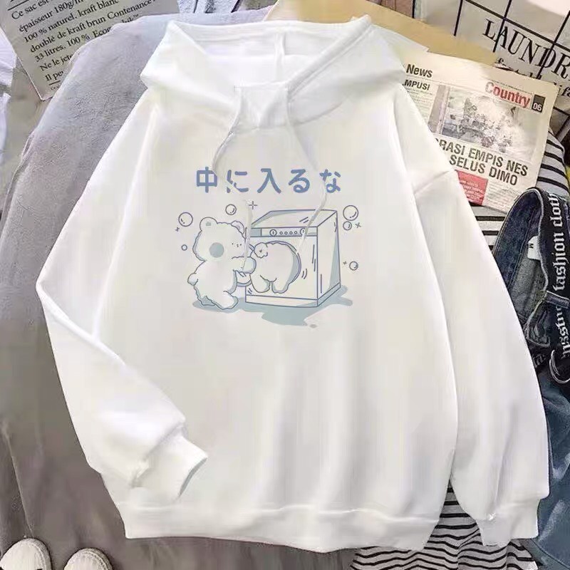 Áo Hoodie Nỉ Bông In Họa Tiết GẤU MilK Form Rộng Unisex Nam Nữ Ulzzang KUN