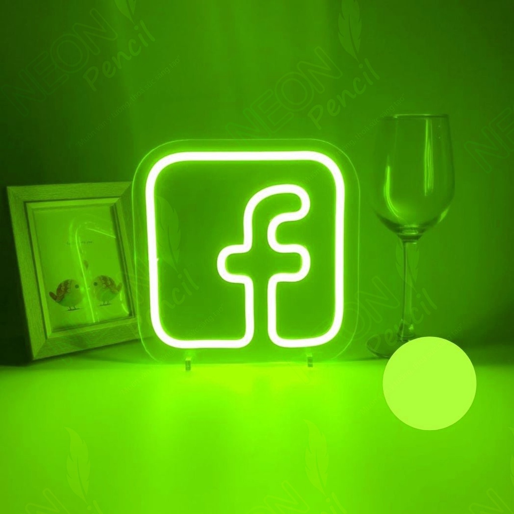 Logo Facebook 25*25cm | Đèn led Neon | Chữ led trang trí | Decor phòng ngủ | đèn decor - Pencil Neon