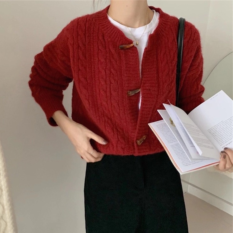 Áo khoác len cadigan thu đông khuy sừng phong cách Hàn Quốc KL02