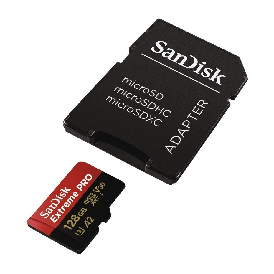 Thẻ nhớ microSDXC SanDisk Extreme Pro 128GB UHD 4K video V30 A2 tốc độ upto 170MB/s + Adapter (SDSQXCY-128G-GN6MA)