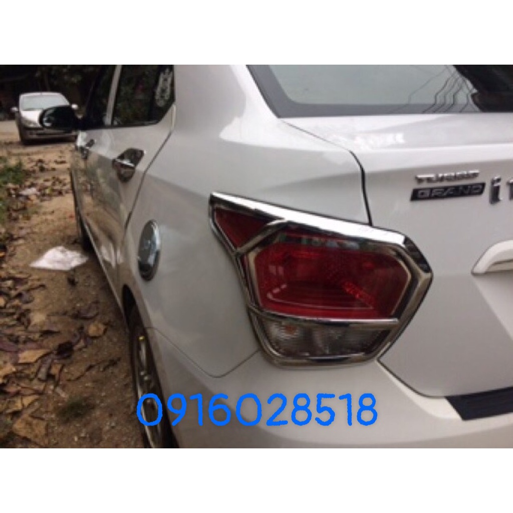 Bộ 2 ốp đèn Hậu xe i10 bản 2 đầu dai 2010 2011 2012 2013 2014 2015 2016 mạ Crom op den pha hau truoc sau xi ma