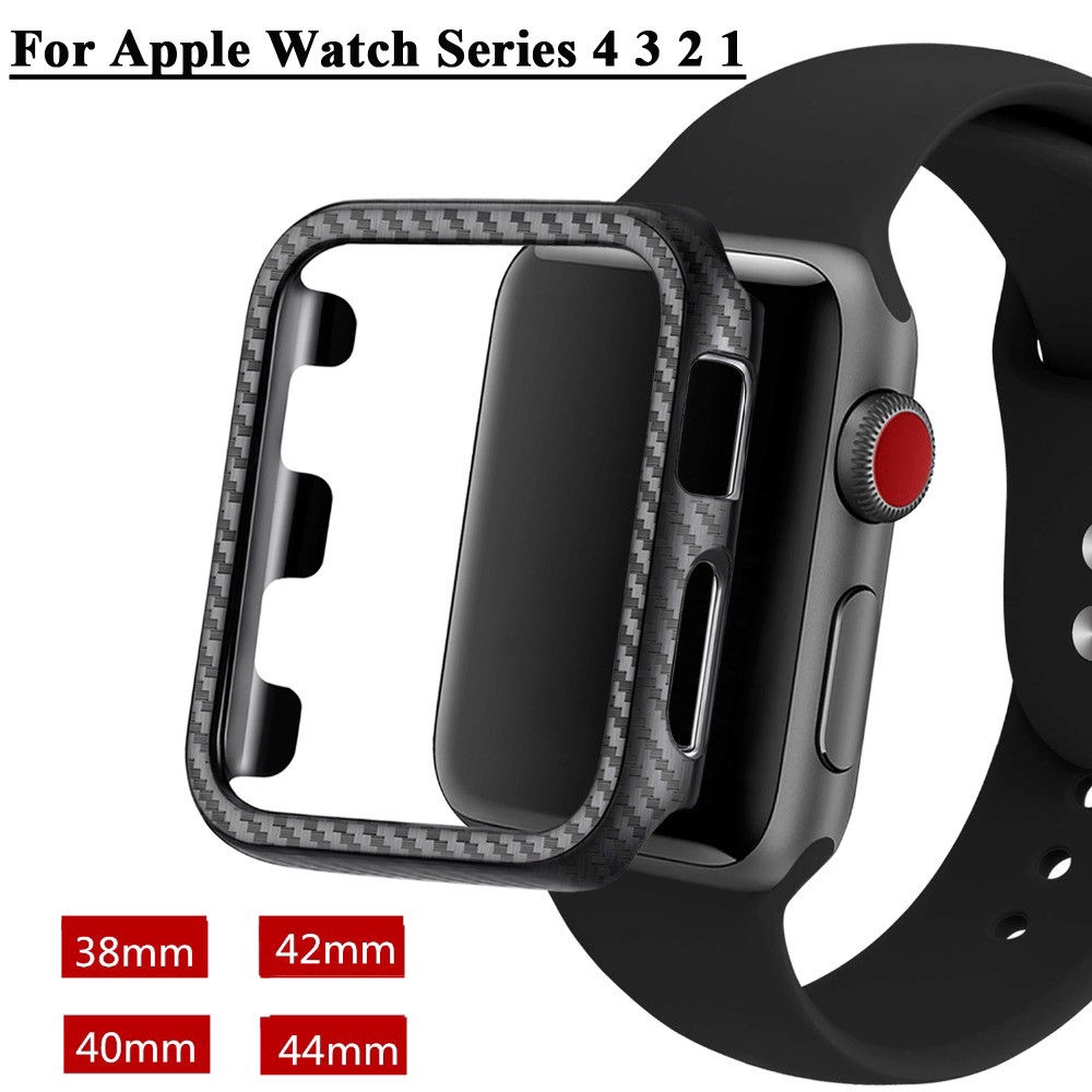 Ốp đồng hồ thông minh pha sợi carbon cho Apple Watch Series 4 3 2 1 38 / 42 / 40 / 44mm