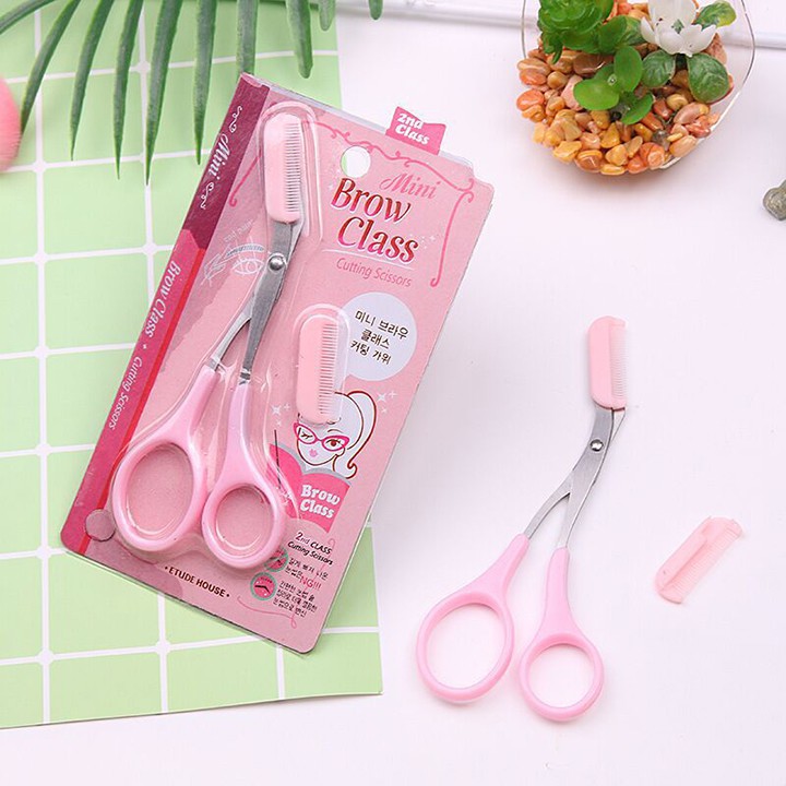 Dụng cụ kéo cắt tỉa lông mày lông mi Etude House Mini Brow Class màu hồng