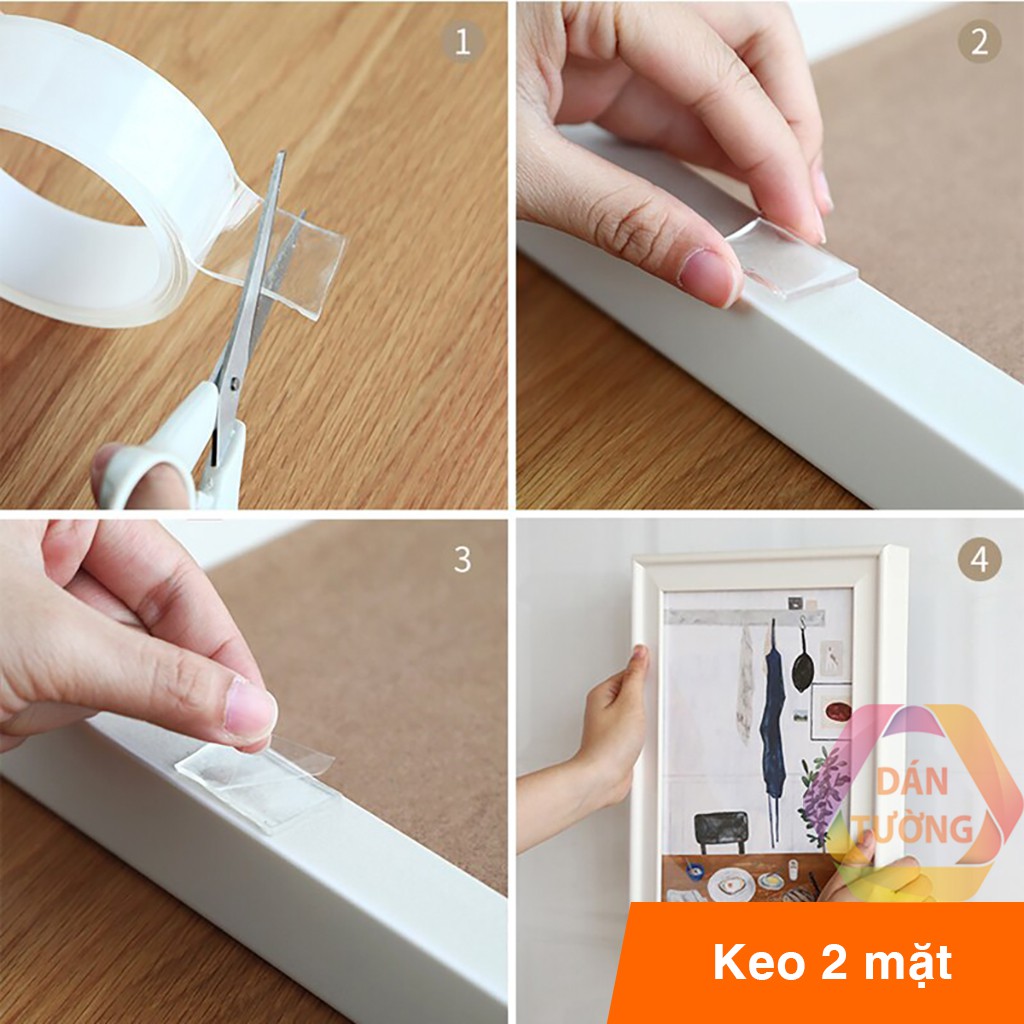 Cuộn băng keo 2 mặt acrylic siêu dính MDT , băng keo dán tranh gán gương treo tường đa năng _CBK