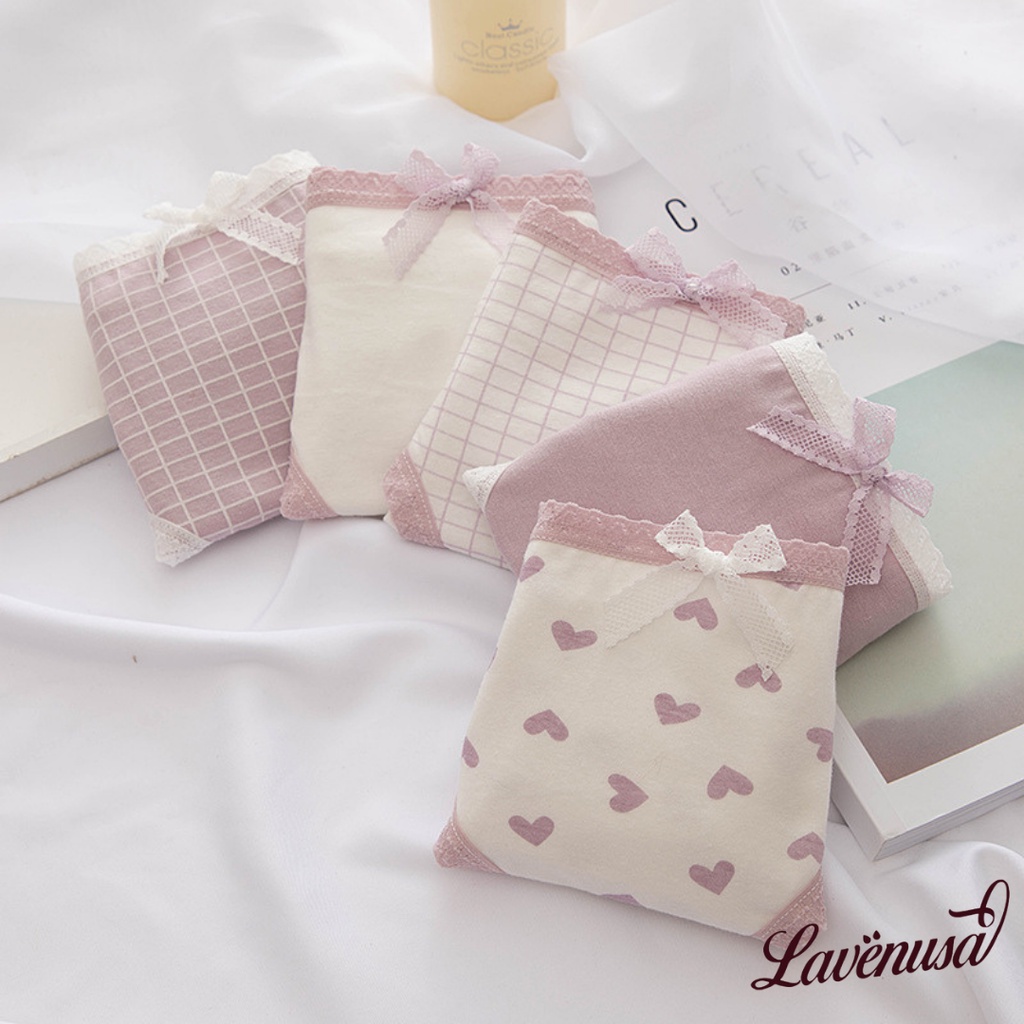Quần lót Cotton nữ kháng khuẩn viền ren dễ thương thoáng khí LAVENUSA QL20