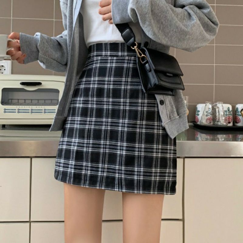 Chân váy dáng chữ A kẻ caro dành cho nữ Ulzzang | BigBuy360 - bigbuy360.vn