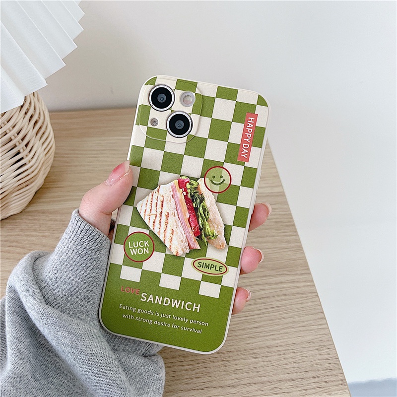 Ốp lưng iphone Ốp Điện Thoại Họa Tiết Bánh Sandwich Cho iPhone 13Promax 6splus/7/7plus/8/8plus/x/xr/14pro/11/12/13/pro/max/plus/promax Dinuo case