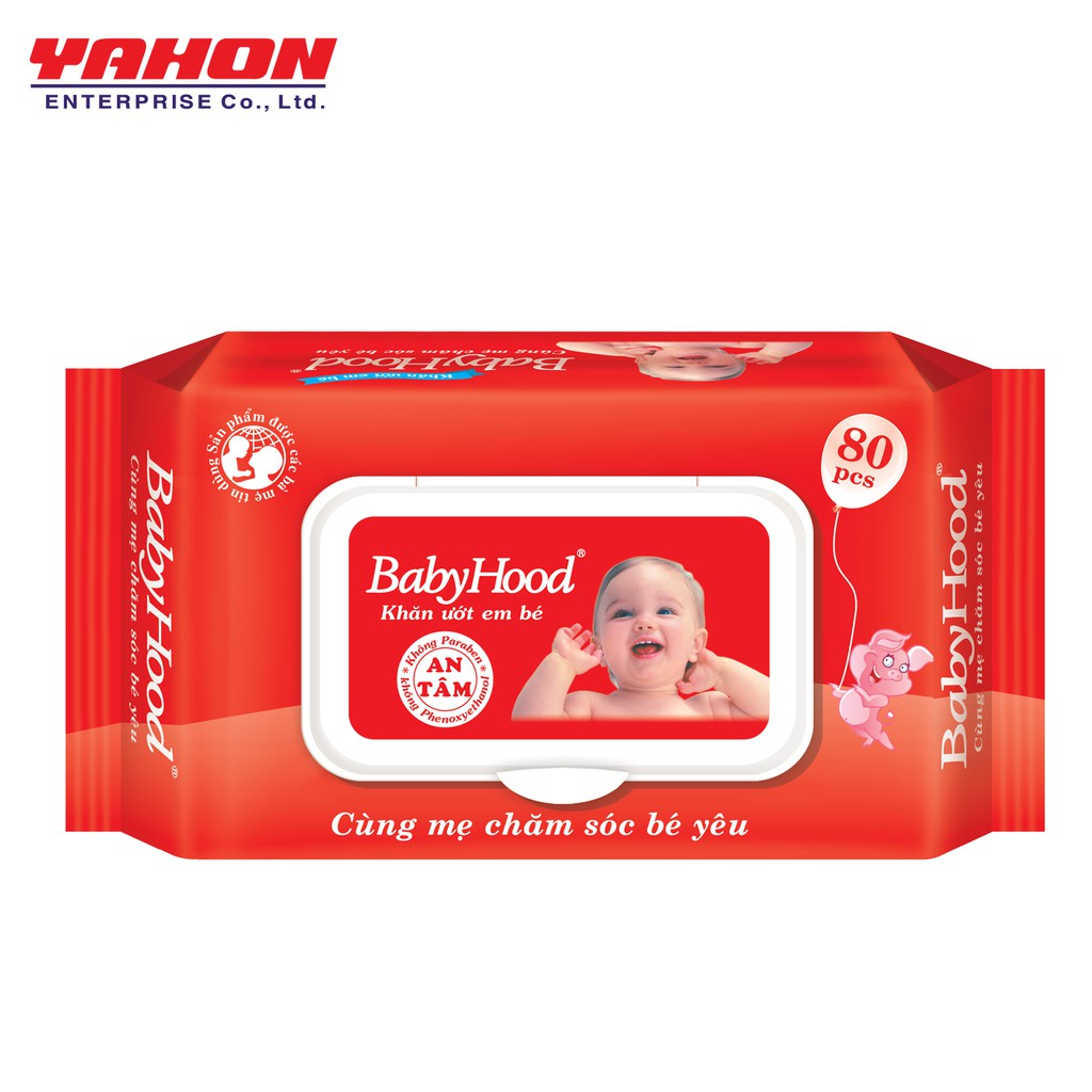 Khăn ướt em bé Babyhood Hương Phấn 80 Tờ