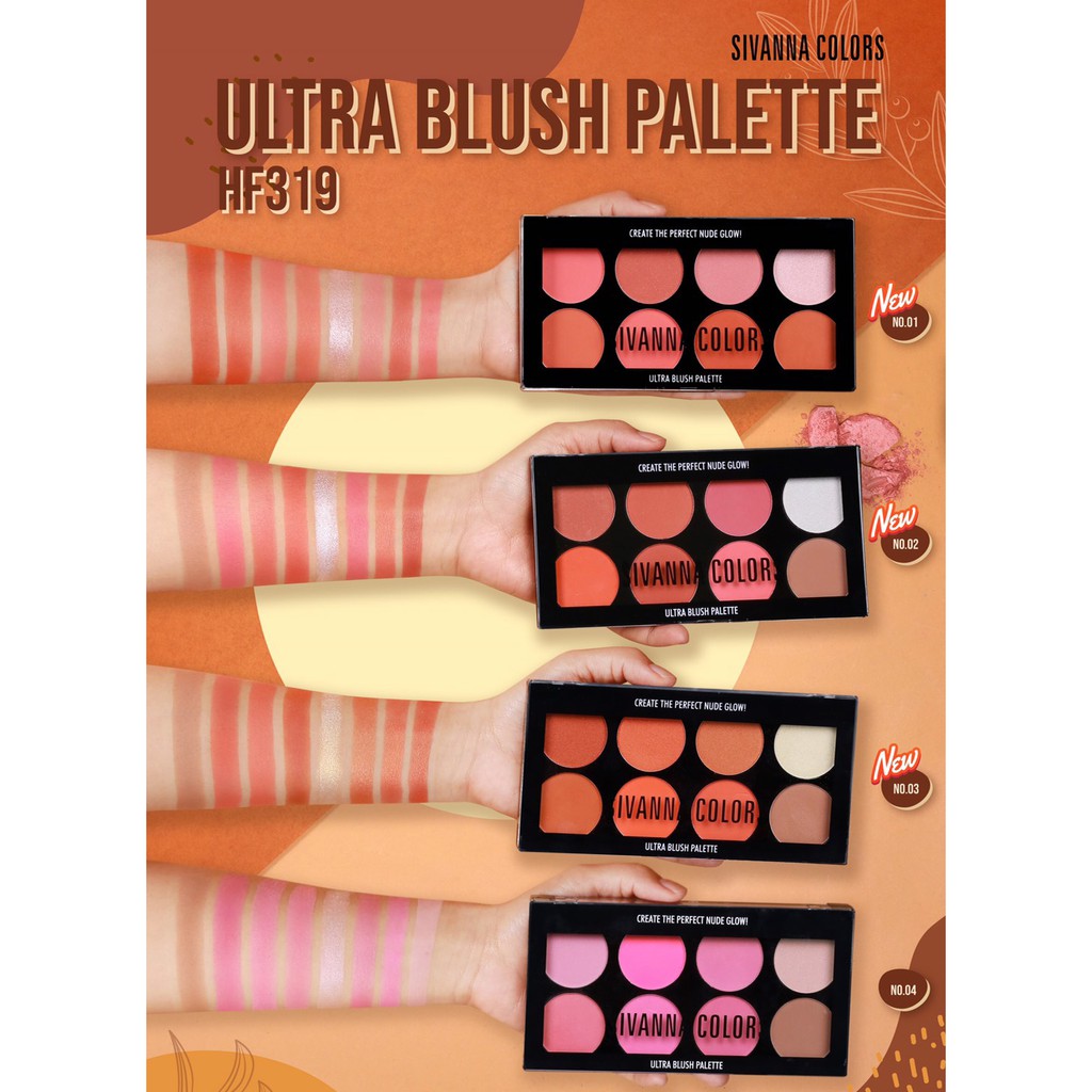 Sivanna Colors Ultra Blush Palette HF319  Phấn Má Hồng Tông Cam Hồng, Tạo Khối và Bắt Sáng Sivanna