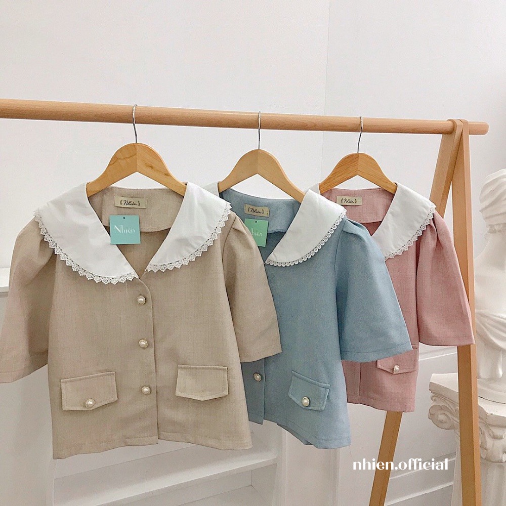 Áo kiểu nữ Nhiên vintage cổ sen có nút AA626