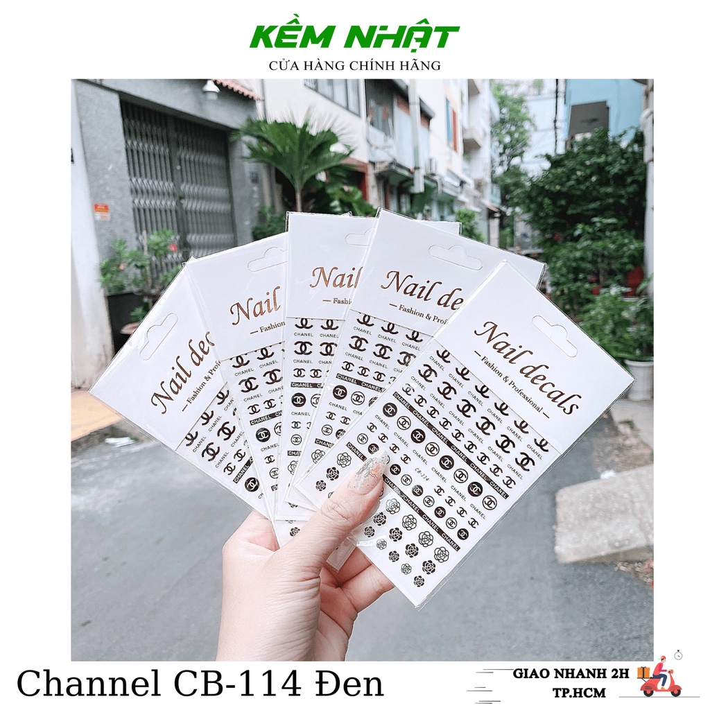 Sticker Dán Móng Channel Trắng Đen CB-114