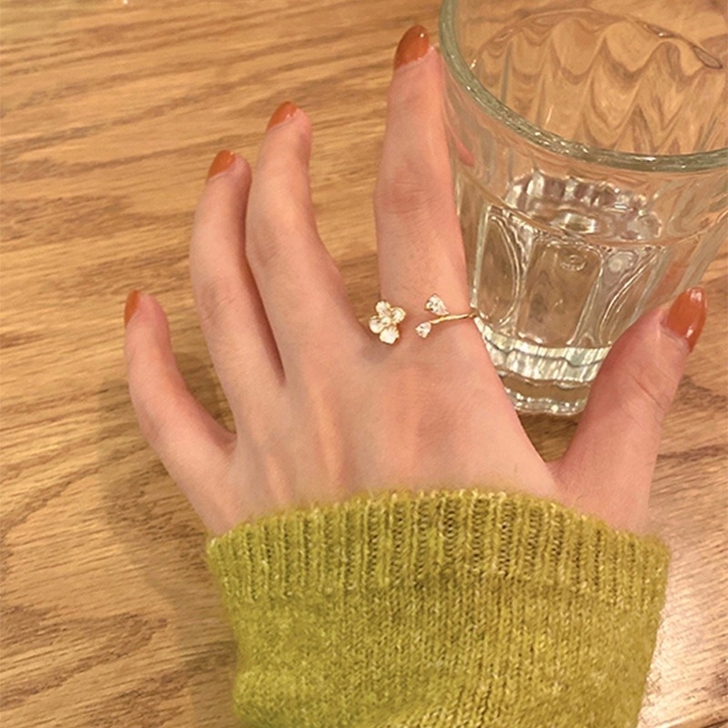 Nhẫn Mạ Vàng Hồng Đính Ngọc Trai Nhân Tạo Phong Cách Hàn Quốc Sang Trọng Cho Nữ