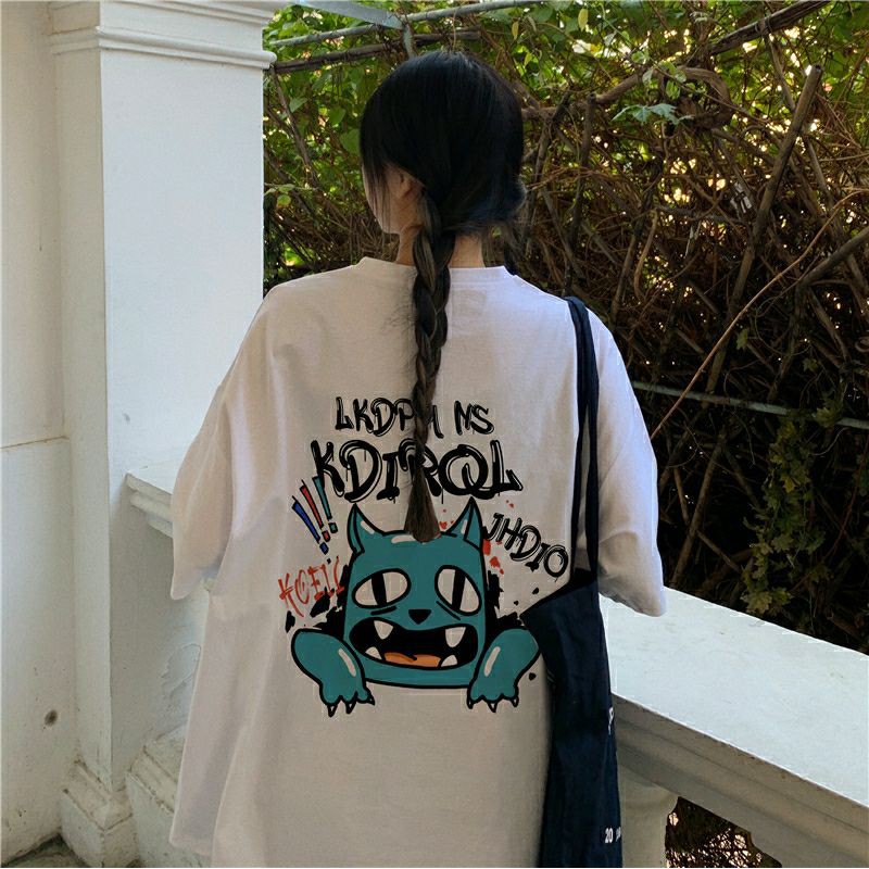 áo thun nữ form rộng unisex oversize mèo hoạt hình