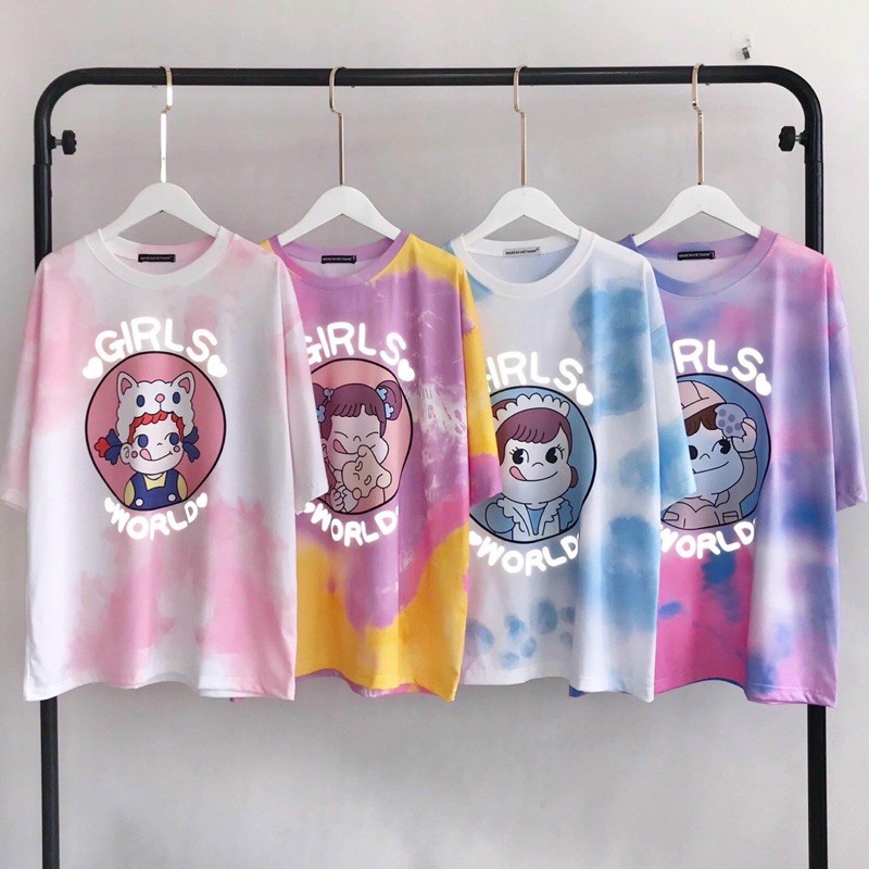 Áo Thun Tay Lửng TIE TEE Phản Quang GIRLS WORLD Ảnh Thật