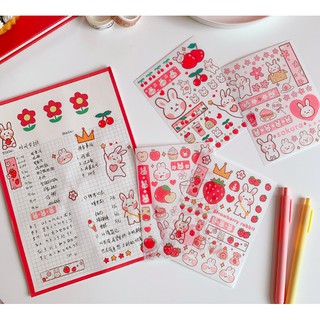 Bộ sticker trang trí sổ tay nhật ký hình cute set 4 tờ