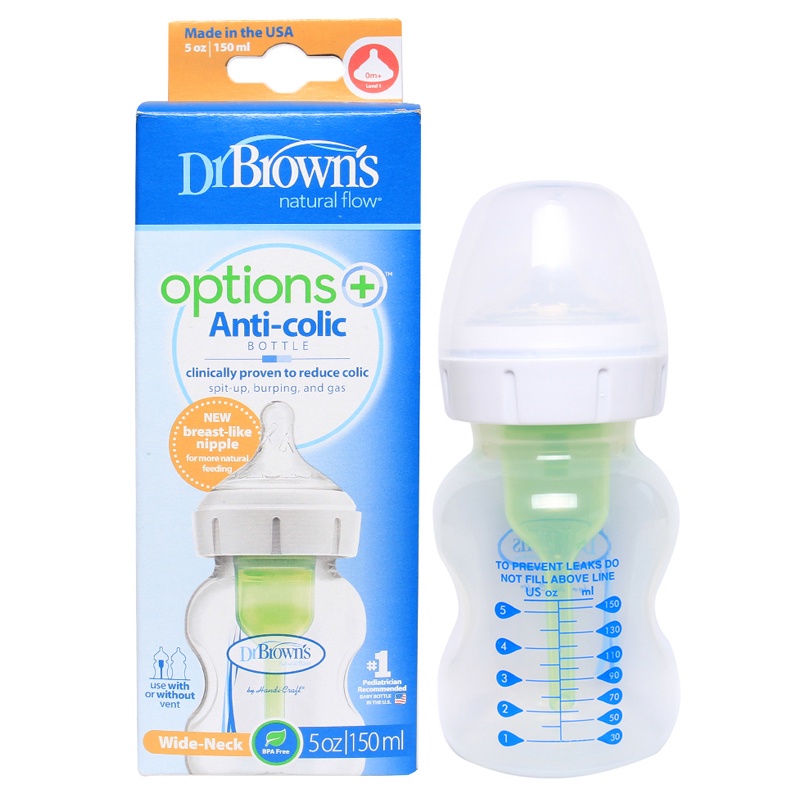 [Options plus] Bình sữa Dr.Brown's cổ rộng 150ml Options+, Options plus