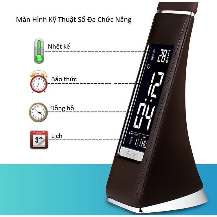 Đèn bàn chống cận cảm ứng Wilit tích hợp đồng hồ, lịch , nhiệt kế phong cách hiện đại