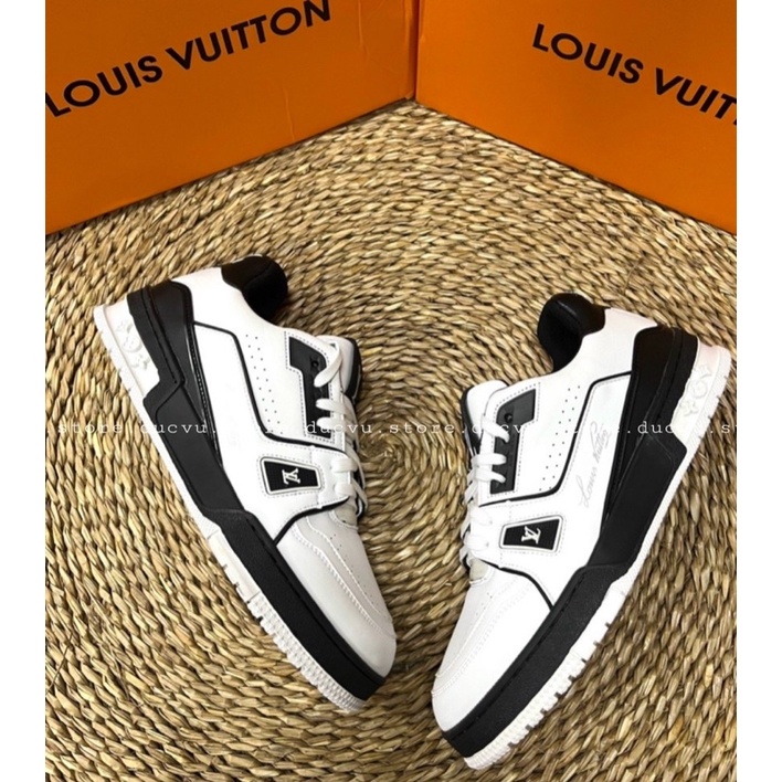 GIÀY LV TRAINER WHITE BLACK 54 DA THẬT LAI AU [ FULL BOX + FREE SHIP ]