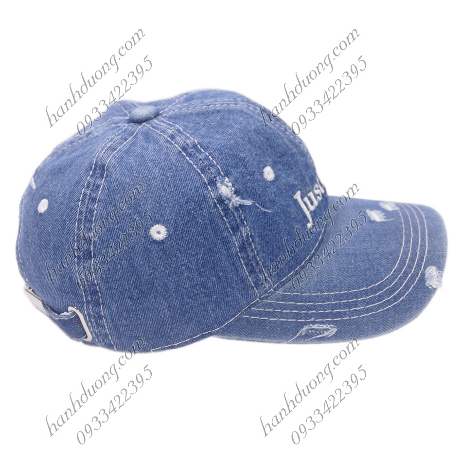 Nón kết jean tua thêu chữ Just Do It mũ lưỡi trai phù hợp cho cả nam và nữ