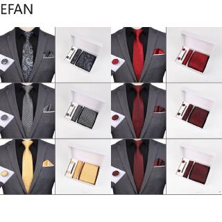 Cà vạt lụa polyester kèm kẹp cà vạt phong cách doanh nhân mới cho nam
