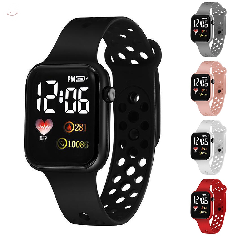 Đồng Hồ Điện Tử Màn Hình Led Kỹ Thuật Số Hình Vuông Chống Nước Cho Học Sinh Nữ