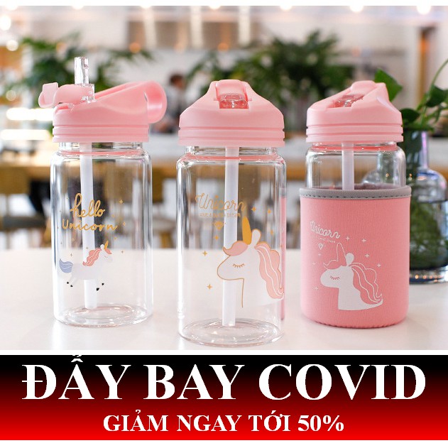 Bình đựng nước thủy tinh có vỏ chống shock cho trẻ