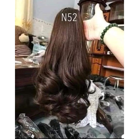 Đuôi tóc giả ngoạm xoăn sóng lửng 40cm . Hàng CAO CẤP tóc giả giống tóc thật. Loại dày N52