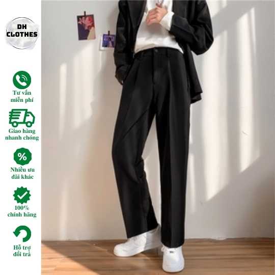 Quần âu nam Dhclothes  vải lụa hàn co giãn -DHV1,Quần baggy nam ống rộng không nhăn không xù loại tây âu cao câp