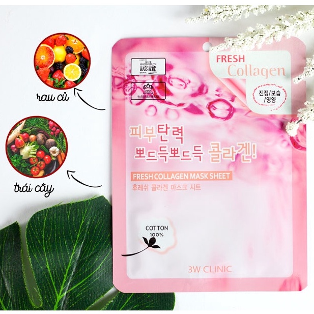 Mặt nạ dưỡng trắng, cấp ẩm 3W Clinic Fresh Mask Sheet 23ml