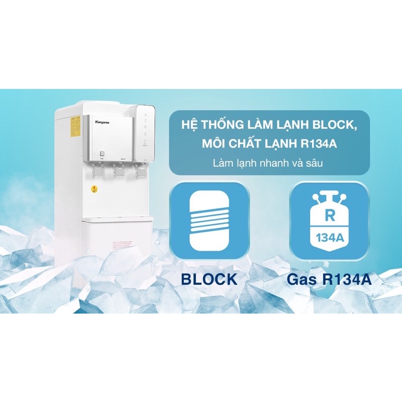 Máy làm nóng lạnh nước uống , cây nước nóng lạnh  Kangaroo KG65A3 có chức năng làm đá viên