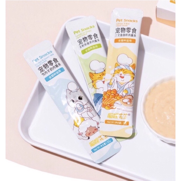 Súp Thưởng Pet Snack Hình Mèo 15gr - Súp mèo PETSNACK chibi 3 Vị Thơm Ngon