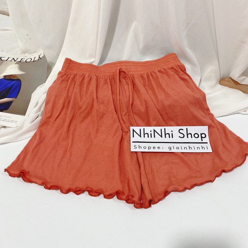 Quần short thun xòe trơn cạp chun, Quần ngủ vải cotton mịn mát co giãn QS0755 - NhiNhi Shop