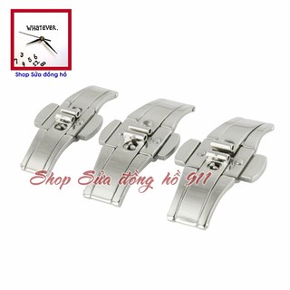 Khóa bấm 2 bản lề cao cấp đúc từ thép không gỉ dành cho đồng hồ dây kim loại. Màu Trắng Bạc - Silver
