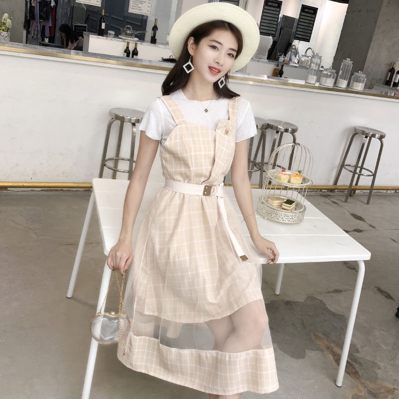Set 2 món gồm áo ngắn tay và đầm xòe ngọt ngào phong cách Hàn Quốc cho nữ | BigBuy360 - bigbuy360.vn