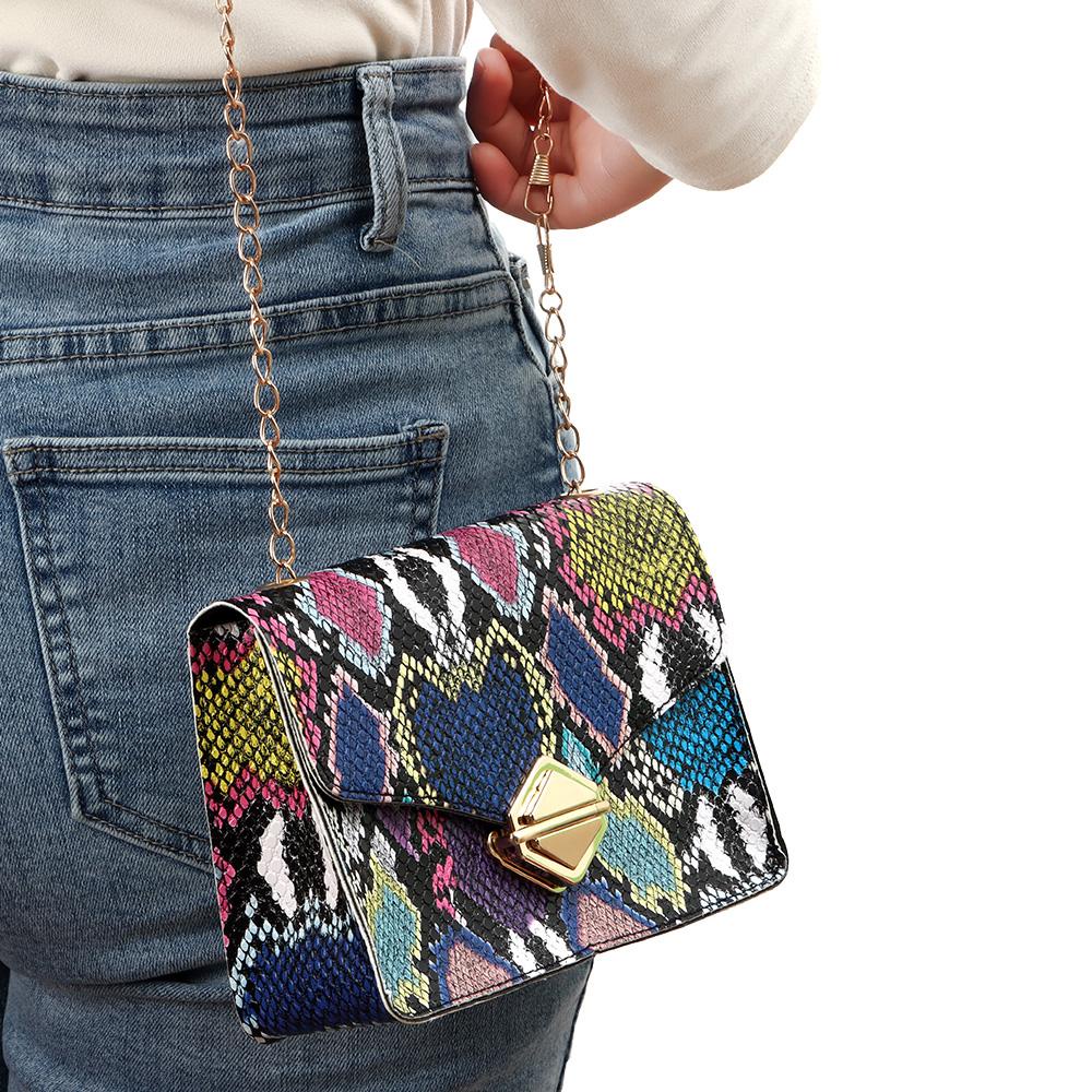 MIHAN1 Túi Đeo Chéo Vai Họa Tiết Da Rắn Nhiều Màu Sắc Cho Nữ
