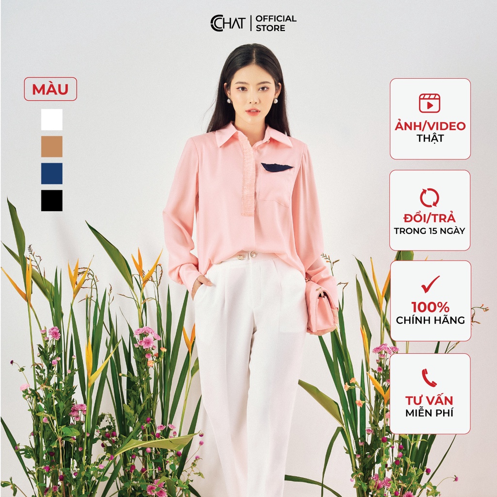 Quần Baggy Nữ 𝐂𝐂𝐇𝐀𝐓 Phối Cạp Mặt Xích Dáng Suông Cao Cấp Phong Cách Trẻ Trung 92QDS2002BT