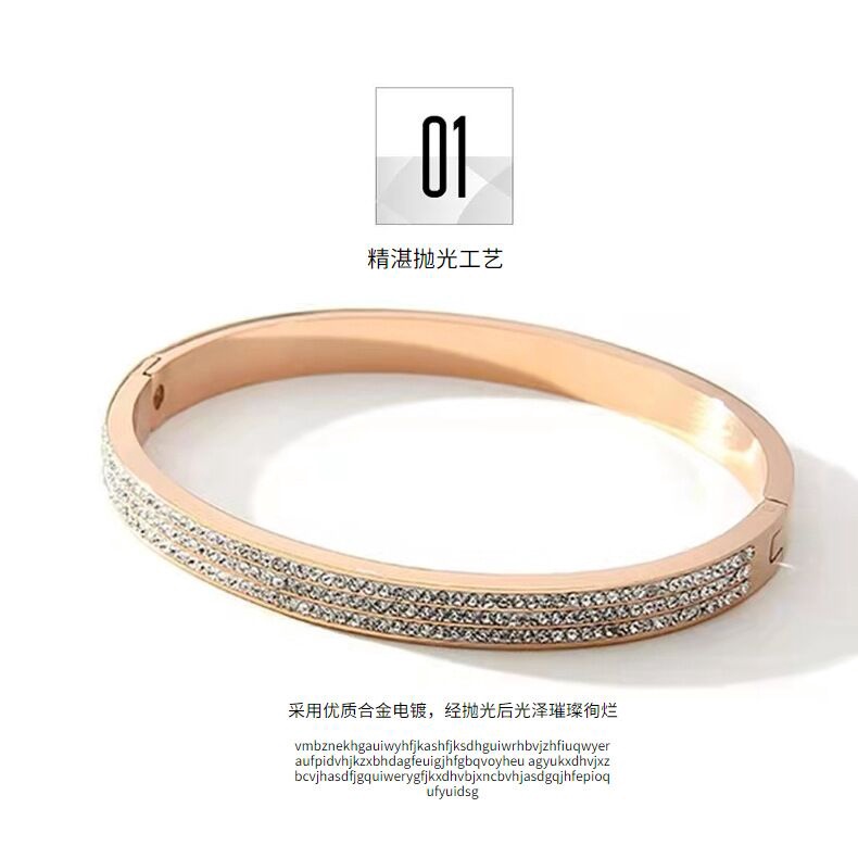 Vòng Đeo Tay Cartier Bằng Thép Titan Đính Kim Cương Màu Vàng Hồng Hàng Mới Dành Cho Bạn Nữ