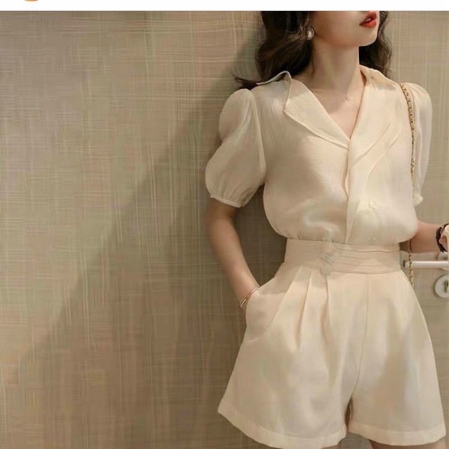 Set áo voan tơ nơ cổ + quần xếp ly