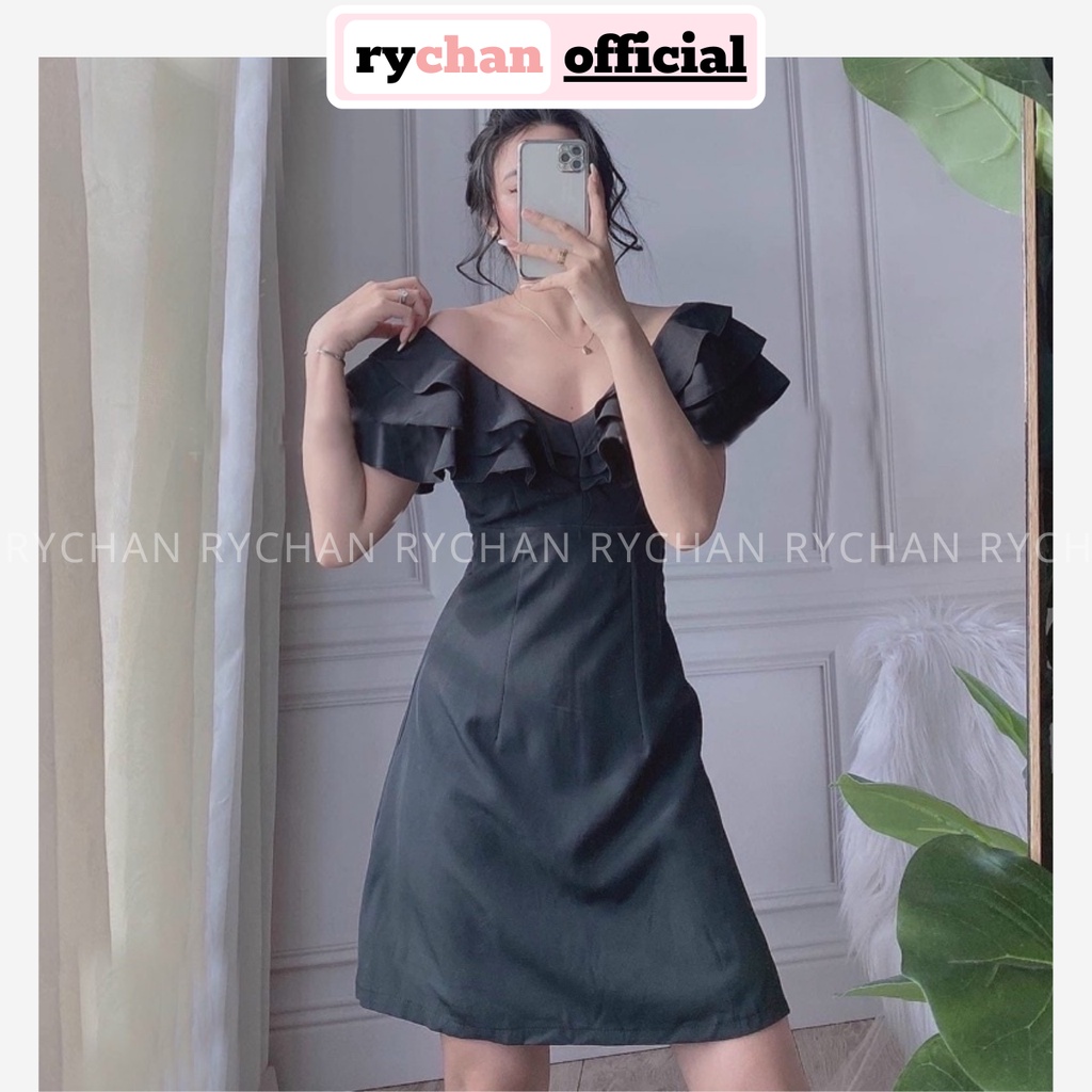 Đầm Váy Nữ Dự Tiệc Cưới Cổ V Phối Bèo Bo Eo Ôm Body Cực Sang Chảnh Màu Trắng Đen[ẢNH THẬT CUỐI] - DX9953