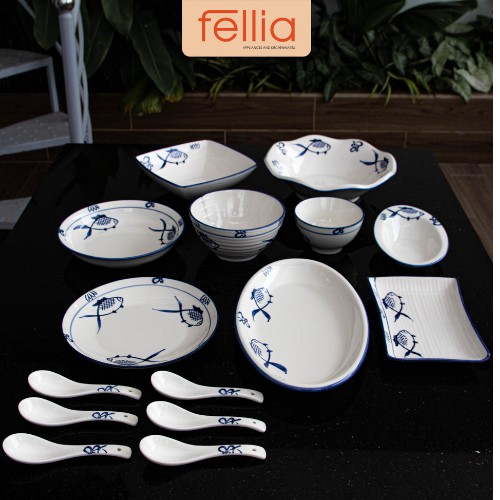 Bộ chén bát sứ hình cá cổ điển Fellia gồm 22 món cách điệu thêm cho bữa ăn của bạn_844910410