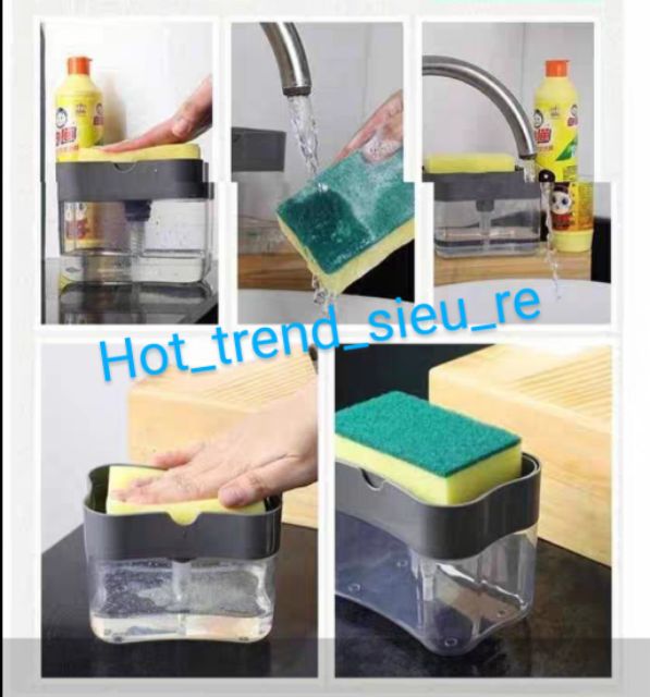 Hộp đựng nước rửa chén và miếng rửa chén bát 2 in 1