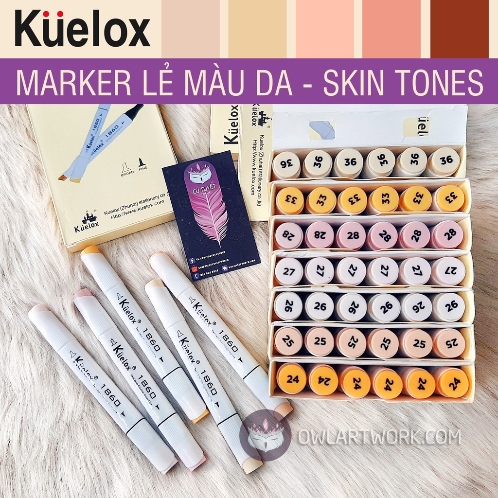 Bút Marker KUELOX Tone Màu Da Cây Lẻ