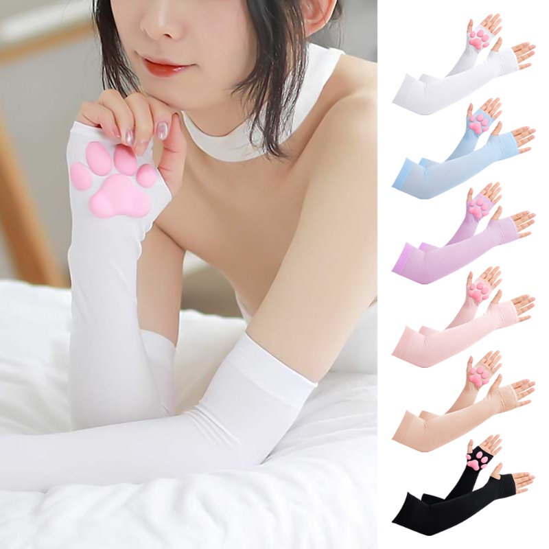 1 Đôi Găng Tay Chống Nắng Hình Móng Mèo 3D Phong Cách Lolita